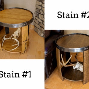 Handmade Whiskey Barrel End Table - Rustic Barrel Head Furniture for Home and Office Decor image 4
