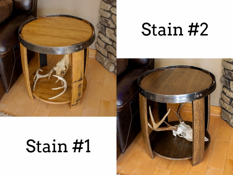 Handmade Whiskey Barrel End Table - Rustic Barrel Head Furniture for Home and Office Decor image 4