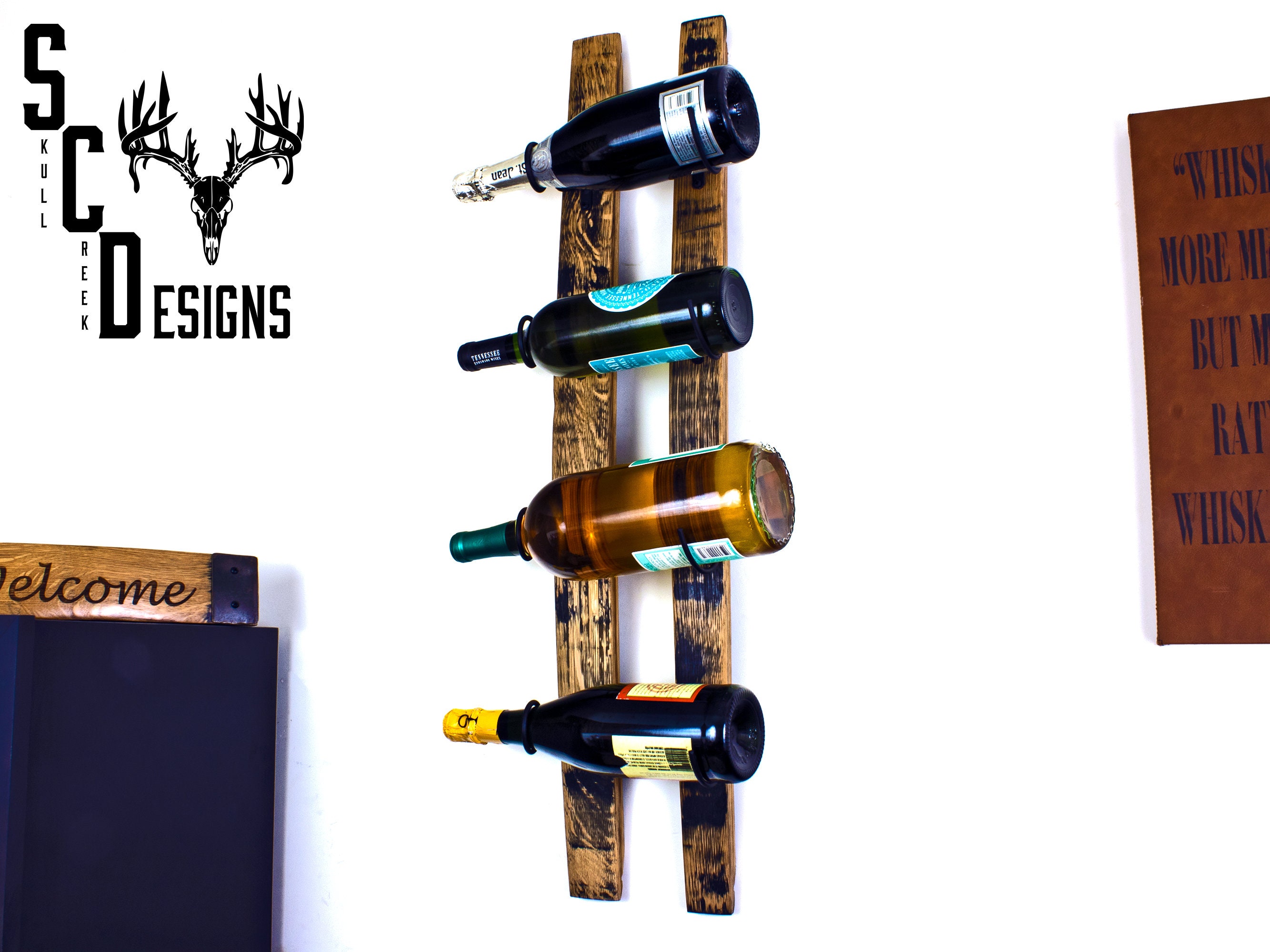 Wall Mount Wine Holder Barrel Stave Wine Rack Rustic Wooden Etsy