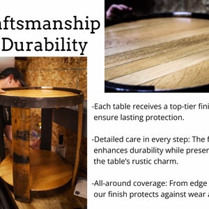 Handmade Whiskey Barrel End Table - Rustic Barrel Head Furniture for Home and Office Decor image 5