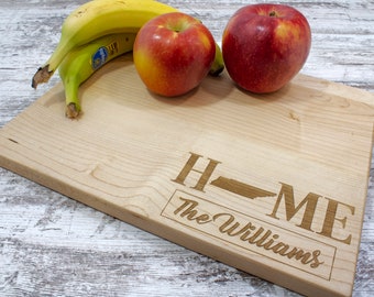 9"x12" State Home Engraved Cutting Board - Personalized Cutting Board - Home Cutting Board