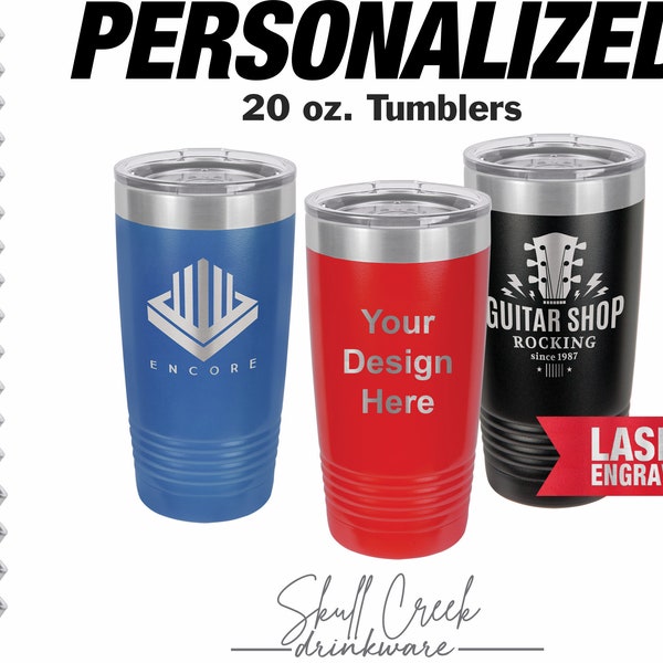 20 oz Tumbler - Personalized Laser Engraving - Powder Coated - Add Your Logo - Gifts under 20 - Fundraising Idea