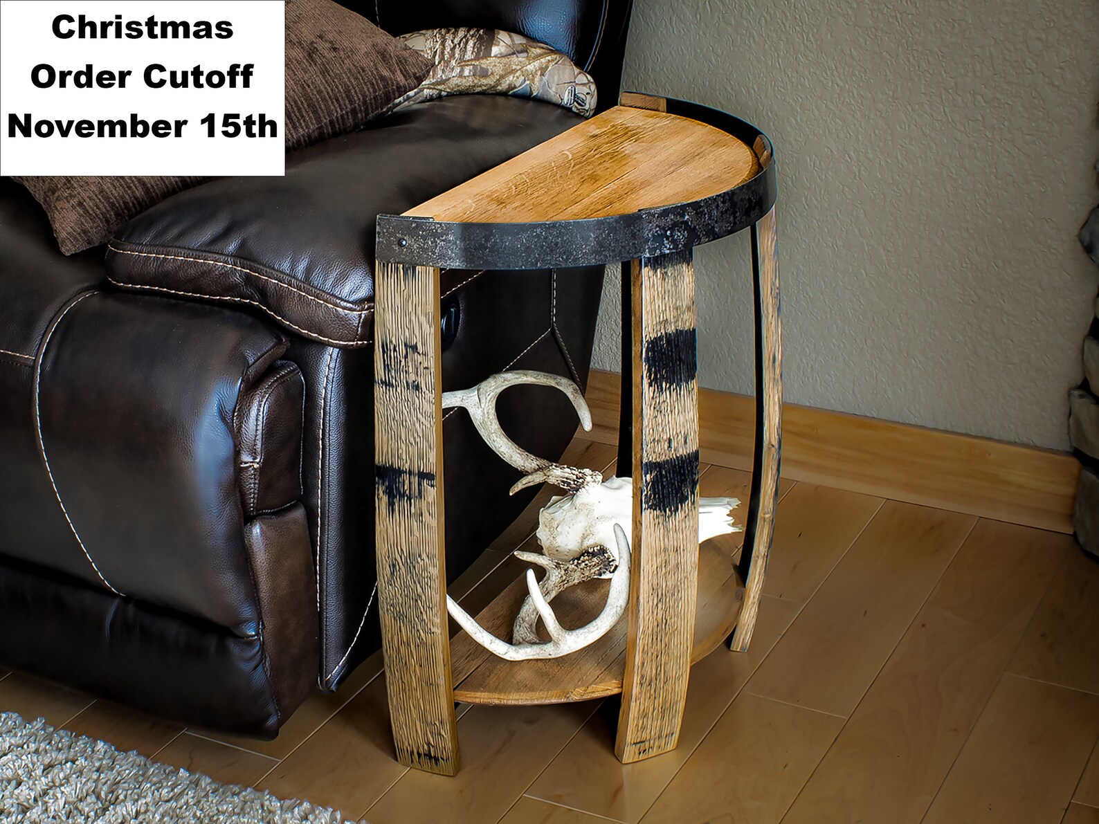 Whiskey Barrel End Table Half Barrel Head End Table Etsy
