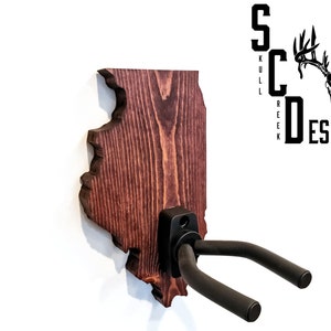 State Shaped Guitar Hanger - Laser Engraved Personalization - Wood Wall Mount
