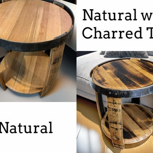 Handmade Whiskey Barrel End Table - Rustic Barrel Head Furniture for Home and Office Decor image 3
