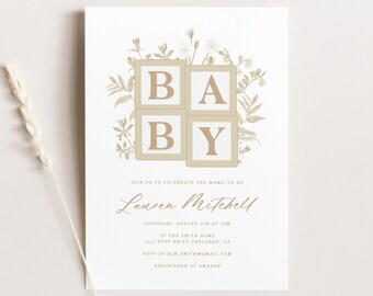 Boho Baby Shower Invitation, Gender Neutral Baby Shower Invites, Boy Girl, Baby Shower Ideas, Printed Invitations (5748)