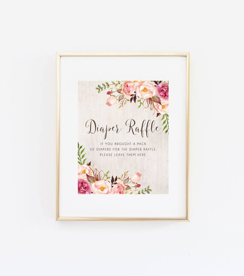 Diaper Raffle Sign Baby Shower Signs Boho Baby Shower Decor Etsy