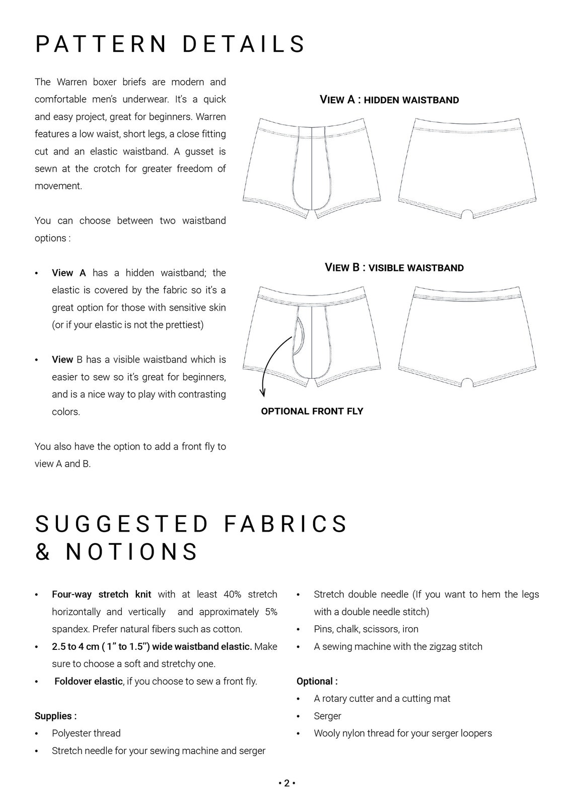 Men's boxer briefs sewing pattern Warren Etsy