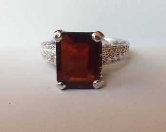 Hessonite Garnet Sterling Silver Ring, Natural Gemstone, Cinnamon Garnet Ring, Astrology Stone, Gomedh, January Birthstone