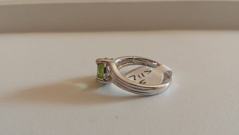 Peridot Sterling Silver Ring Natural Peridot Ring August Birthstone Solitaire Ring