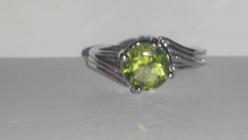 Peridot Sterling Silver Ring Natural Peridot Ring August Birthstone Solitaire Ring