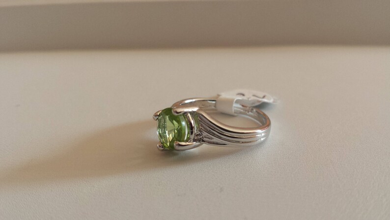 Peridot Sterling Silver Ring Natural Peridot Ring August Birthstone Solitaire Ring