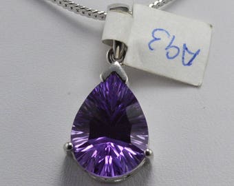 Amethyst Sterling Silver Pendant, Amethyst Pendant, Amethyst Pear Shape Pendant, February Birthstone,