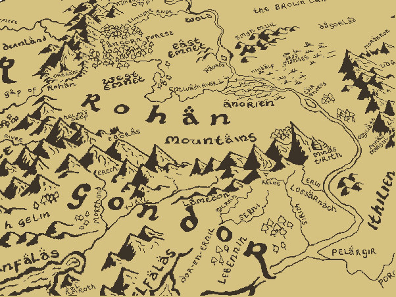 Rohan and Gondor Middle Earth Map Portion Cross Stitch Pattern Etsy