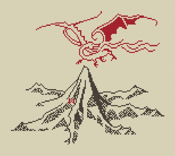 The Lonely Mountain and Smaug Cross Stitch Pattern digital File-pdf - Etsy