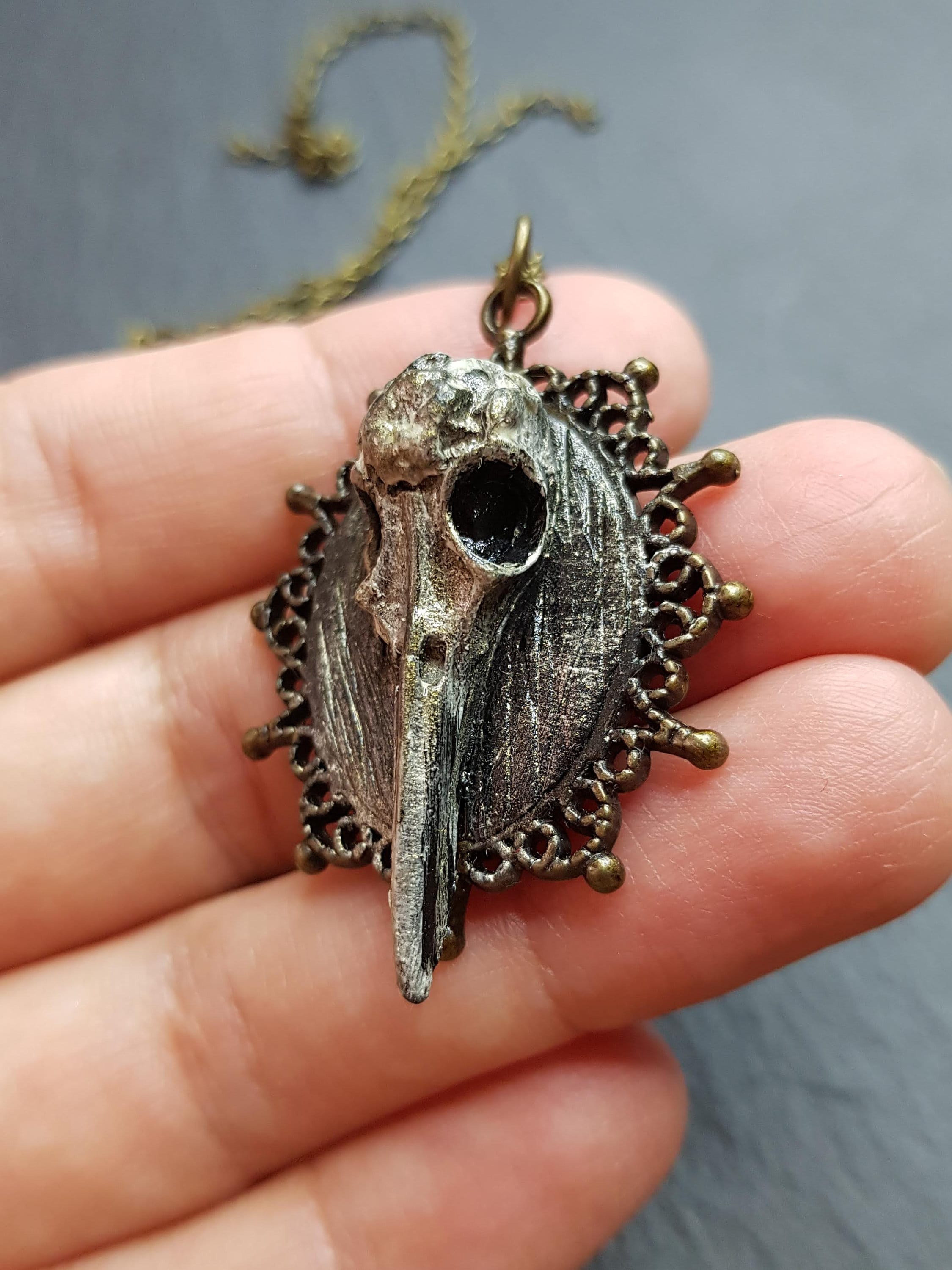 Bird Skull Necklace jewelry pendant | Etsy