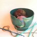Bright Jade Yarn Bowl with white accents