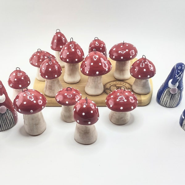 Amanita Mushroom Christmas Ornaments, Christmas Mushroom, Red Mushroom with White Spots, Set of 3 Random