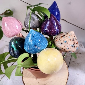 Large 6” - 8&quot;  Ceramic Mushroom Stakes for Planters, Terrariums, Aquariums, Planters & Fairy Gardens.