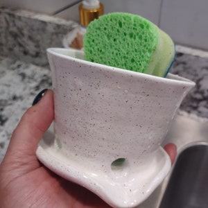 Speckled Ceramic Self-Draining Sponge Drainer, Multiple Colors, Sizes Large, Medium, Small or Mini