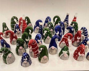 Ceramic Scandinavian-Style, Winter Gonk, Christmas Gnomes, Tiny Elf, Swedish Jultomten, Norwegian Nisse. Handmade, Wheel Thrown, Altered.