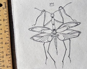 MANTIS PATCH | Insect patch | Bug | Sew on back patch | Screen printed | Witchy art | Line drawing | Punk patch | Trippy | Occult art