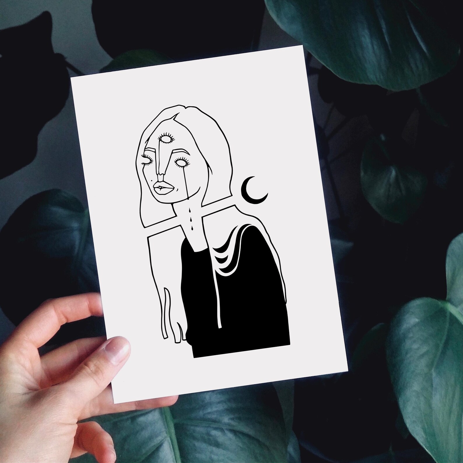 CRY BABY | Sad Girl | Minimalist Woman Line Art | Witchy Decor | Occult ...