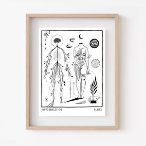 STUKS | Kunstafdruk menselijke anatomie | Vreemde dingen | Surrealistische muurkunst | Woondecoraties | Afbeelding afbeelding | Lijntekening | Vrouwelijk lichaam | Trippy