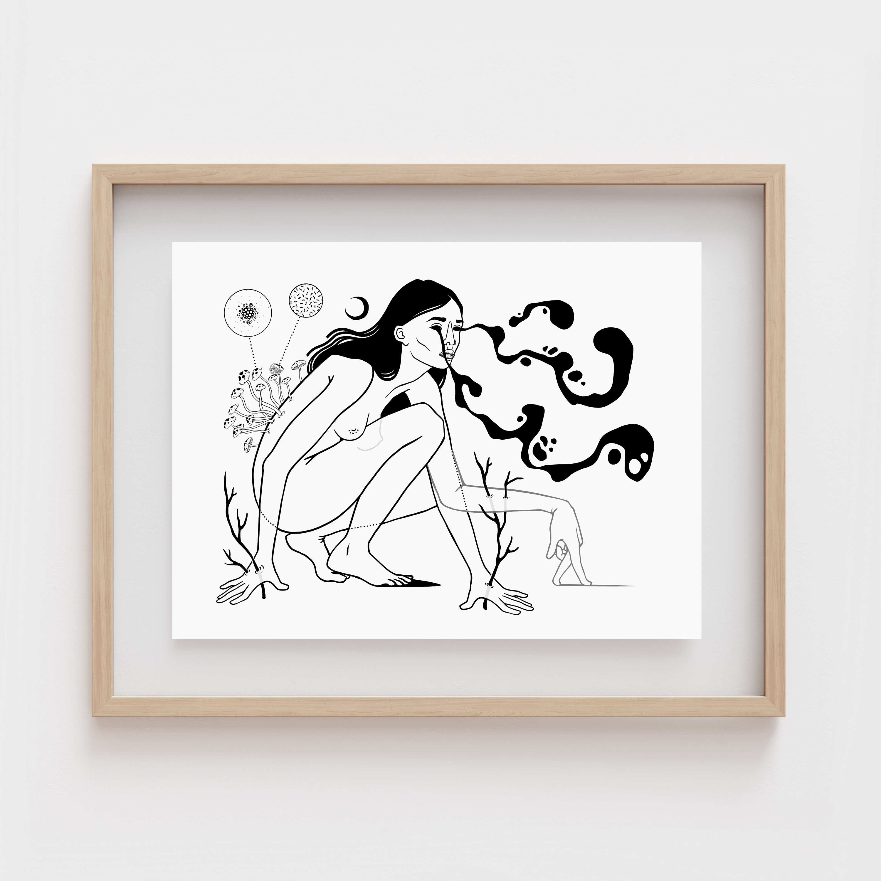 Forarger Drawing THE FORAGER | Weird Art Print | Surreal Mushroom Wall Art | Trippy Home ...