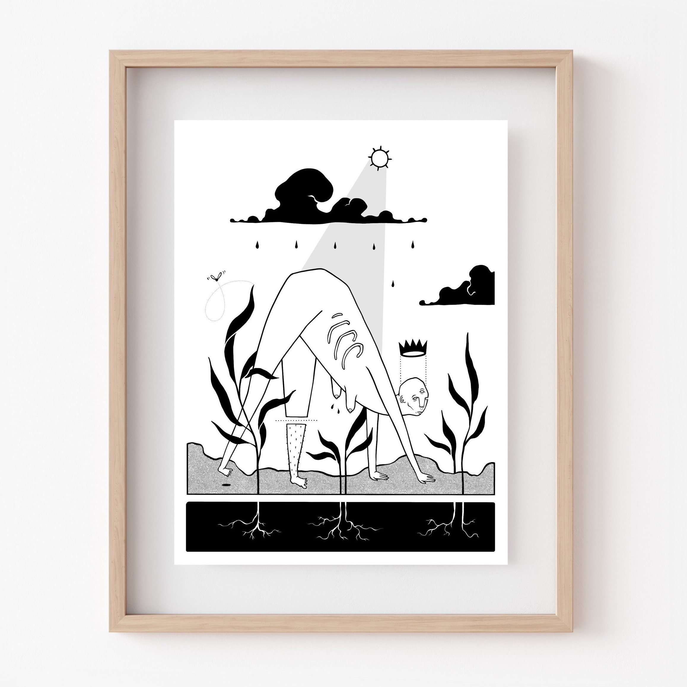 ALL FOURS | Weirdcore | Surreal art print | Strange creature drawing | Odd wall art | Trippy poster | Bizarre illustration | Weird stuff