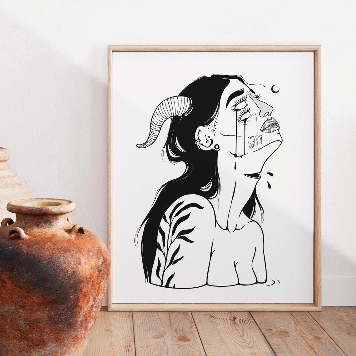 WEEP | Crying Woman Art Print | Sad Girl | Sureal Wall Art | Witchy ...