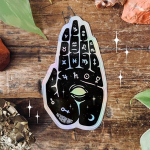 PALMISTRY STICKER | Holographic sticker | Witchy sticker | Laptop sticker | Spiritual | Occult art | Water bottle sticker | Hand eye