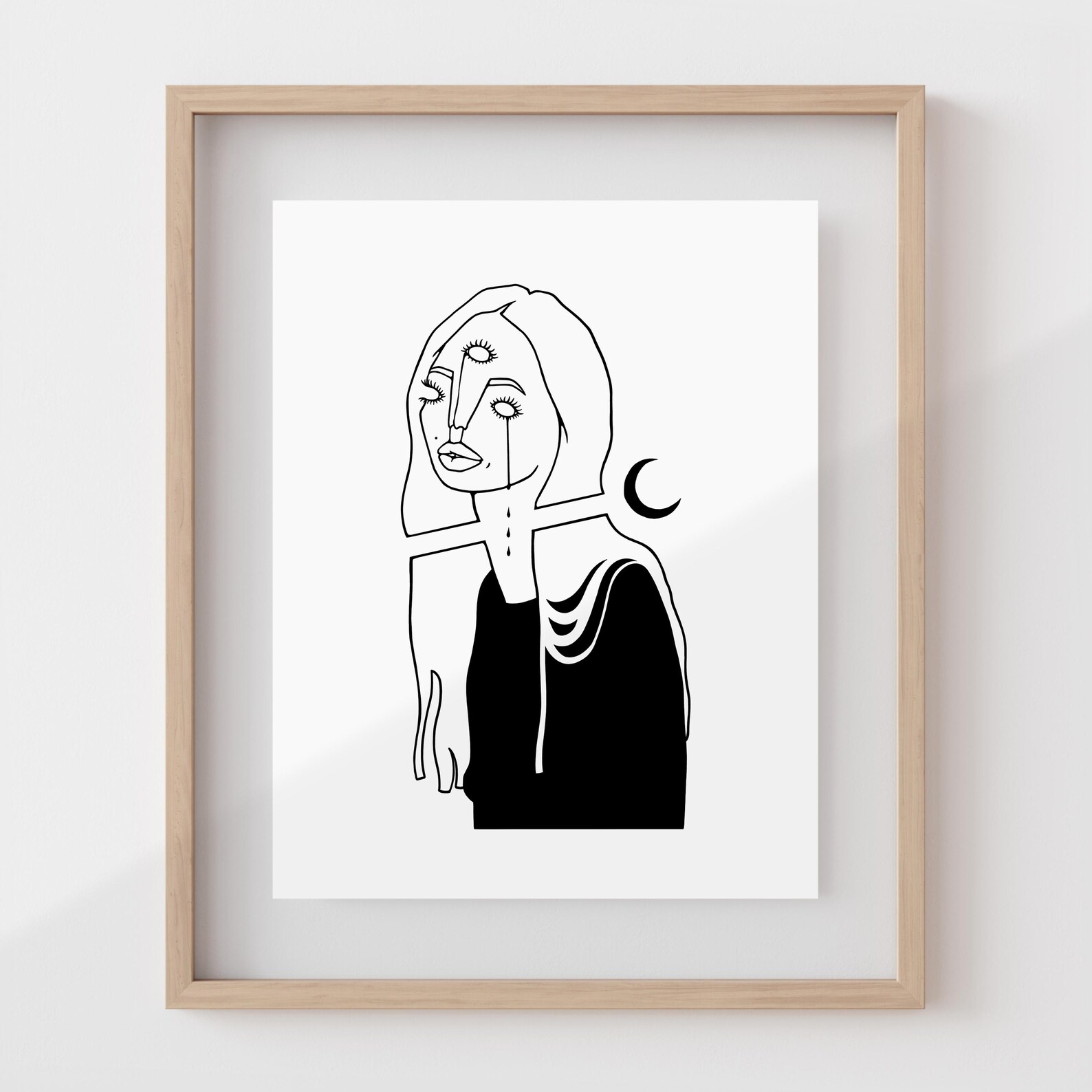 CRY BABY | Sad Girl | Minimalist Woman Line Art | Witchy Decor | Occult ...