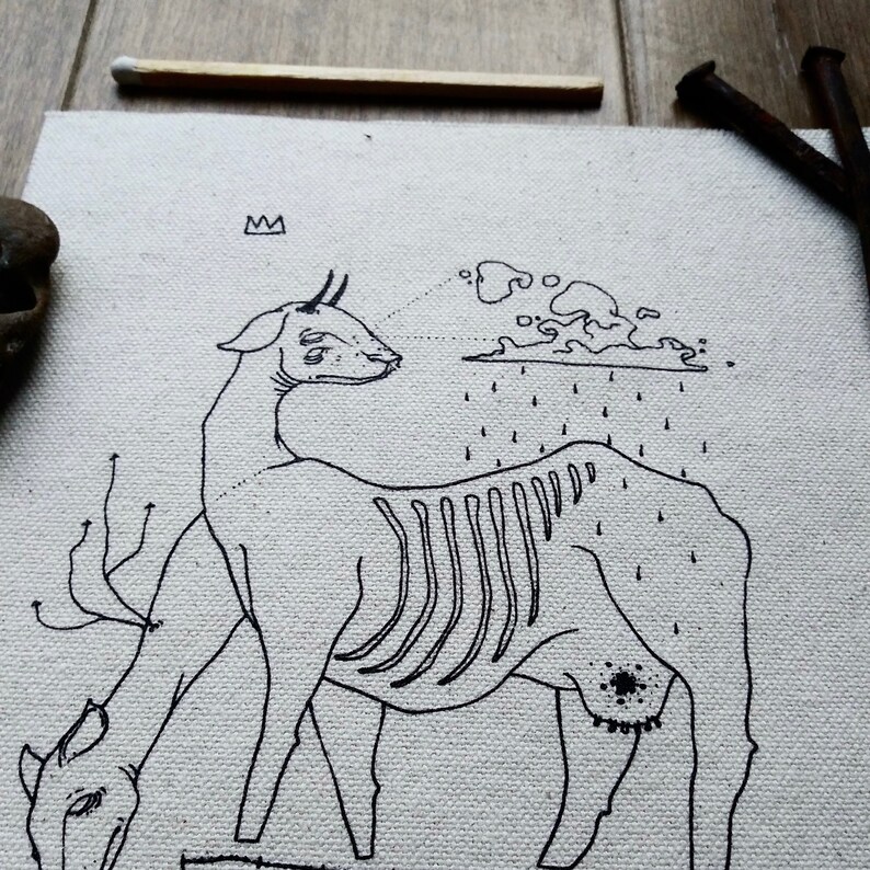 Punk patch Sew on patch Witchy gift Weird animal art Nature patch Satanic Trippy | Deer patch Esoteric OCCULT PATCH