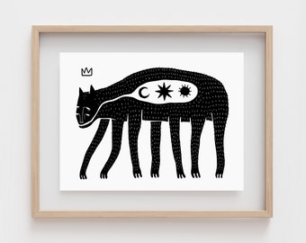 MIDNIGHT MONSTERS | Surreal animal art | Dark forest creature | Occult decor | Macabre | Creepy decor | Mystical | Strange art | Weird