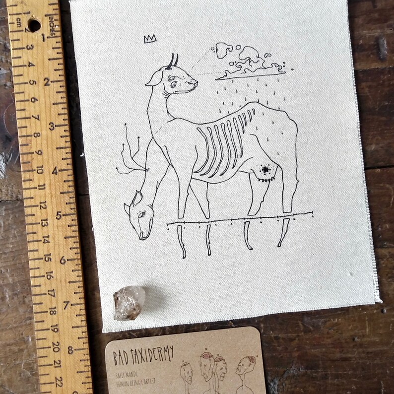 Punk patch Sew on patch Witchy gift Weird animal art Nature patch Satanic Trippy | Deer patch Esoteric OCCULT PATCH