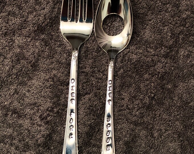 Diet Fork and Spoon Silverware Set Etsy