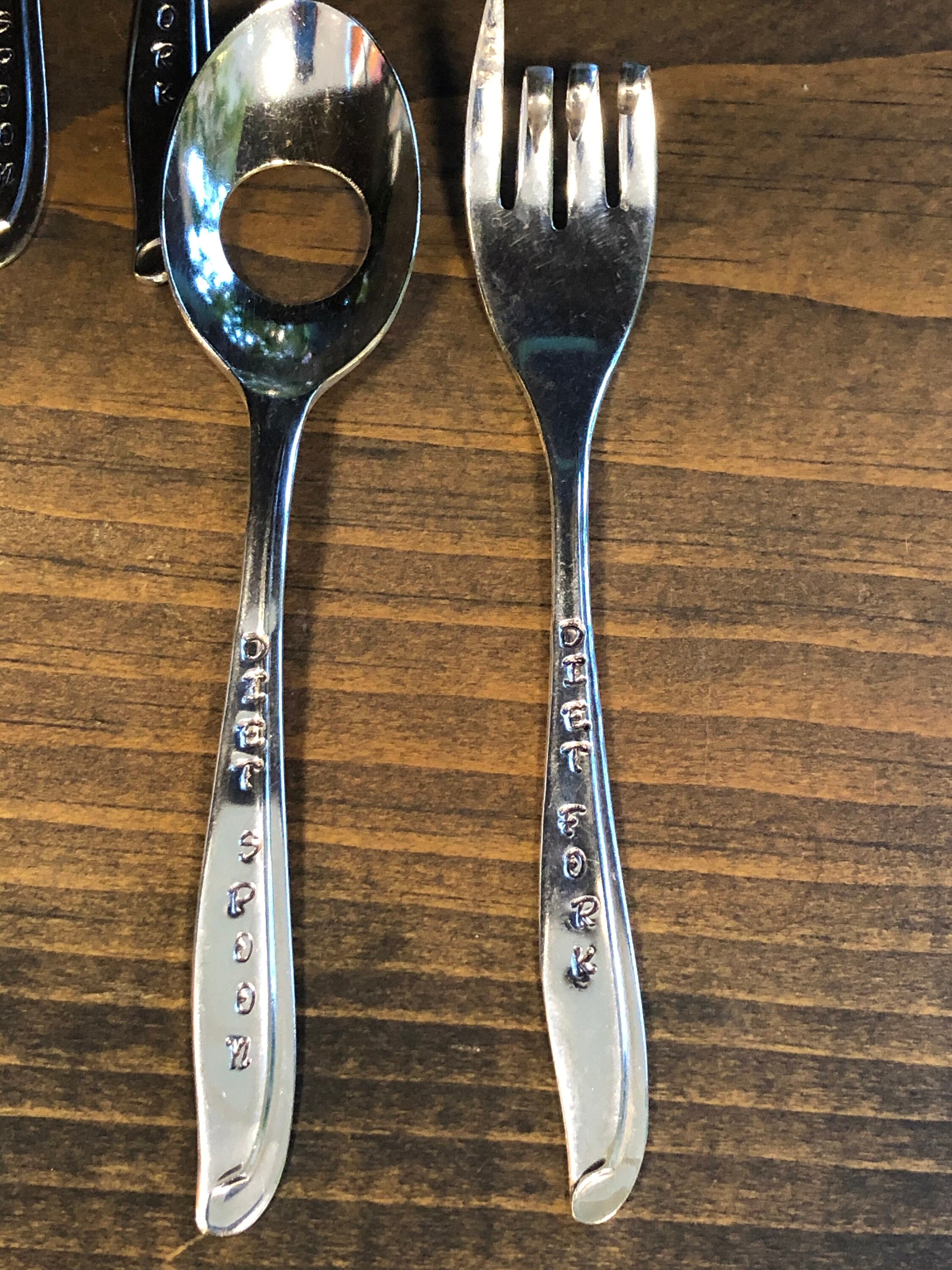 Diet fork and spoon silverware set Etsy