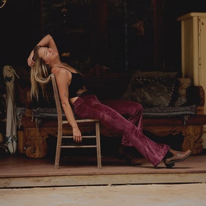 Bamboo Velour Flares, Velvet Pants, Eco Pants, Yoga Pants, Stretch Velvet Pants