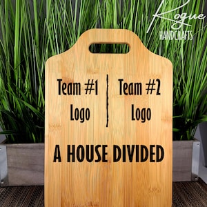 House Divided Customized Sports Cutting / Charcuterie Board - Family Gift or Present, Professional or Amateur Sports Team for Man Cave