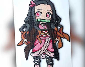 Nezuko (Demon Slayer) - Mini cuenta Hama - decoración de pared - imán