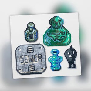 Stardew Valley The Sewers Set - Mini Hama pärlor - väggkonst - nyckelring - magnet - tårtdekoration - spelpresent - specialanpassad handgjord konst