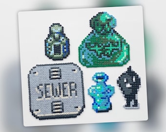 Set de Stardew Valley Las Alcantarillas - Mini cuentas Hama - decoración de pared - llavero - imán - adorno para pastel