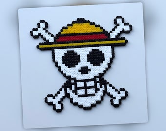 Calavera Jolly Roger de One Piece - Mini cuenta Hama - Decoración de pared - Imán