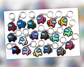 Among Us|handmade pixel pokemon|wall art decor|refridgerator magnet|kawaii gamer anime gift|bag charm|cake topper|