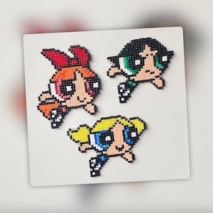 Powerpuff girls 90s Cartoon Network nostalgia - Mini hama bead wall art - Magnet