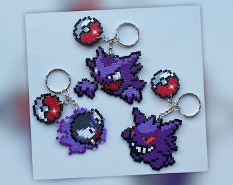 Gastly, Haunter y Gengar (Pokémon) Mini cuentas Hama - decoración de pared - anillo - imán - adorno para pastel