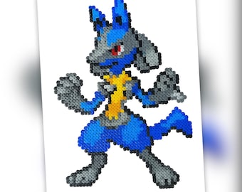 Mini hama bead de Lucario (Pokémon) - decoración de pared - imán