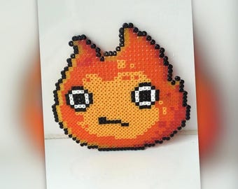 Calcifer (Studio Ghibli - Le château ambulant hurle) Mini perle de hama - oeuvre d'art murale - aimant