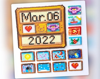 Custom/personalised Stardew Valley anniversary memorialised plaque (Hama bead) wall art - Magnet